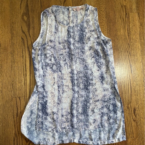 Philosophy White Blue Animal Print Tank Blouse Size XS - Picture 1 of 8